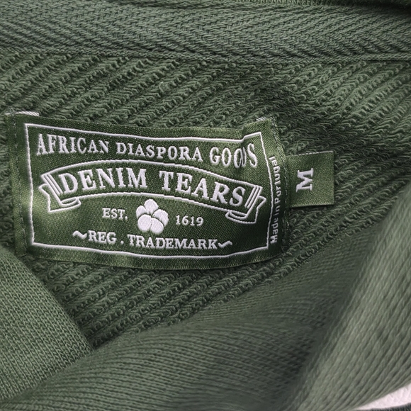 Green Denim Tear with White Floral Pattern Unisex - Picture 4 of 15